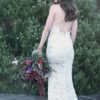 The Cleo Crown by Elizabeth Bower is a modern Grecian laurel crown, featuring brass stamped leaves. This brand new headpiece is available to try on at The Barefaced Bride studio.